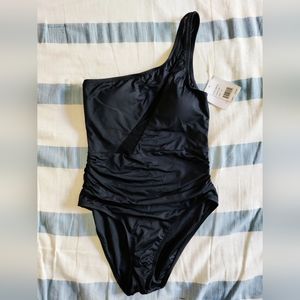 La Blanca One Shoulder Strap Black Swimsuit size 10